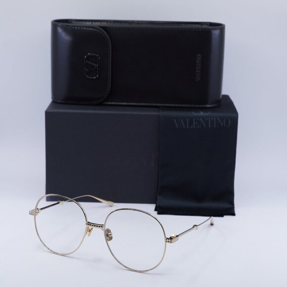 Valentino V-STUD-III VLX-136A Round Eyeglasses 56mm - Light Gold - Picture 6 of 10
